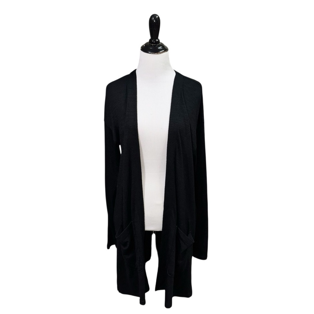 Banana Republic Women's M Medium Open Knit Cardigan Long Big Pockets Black
